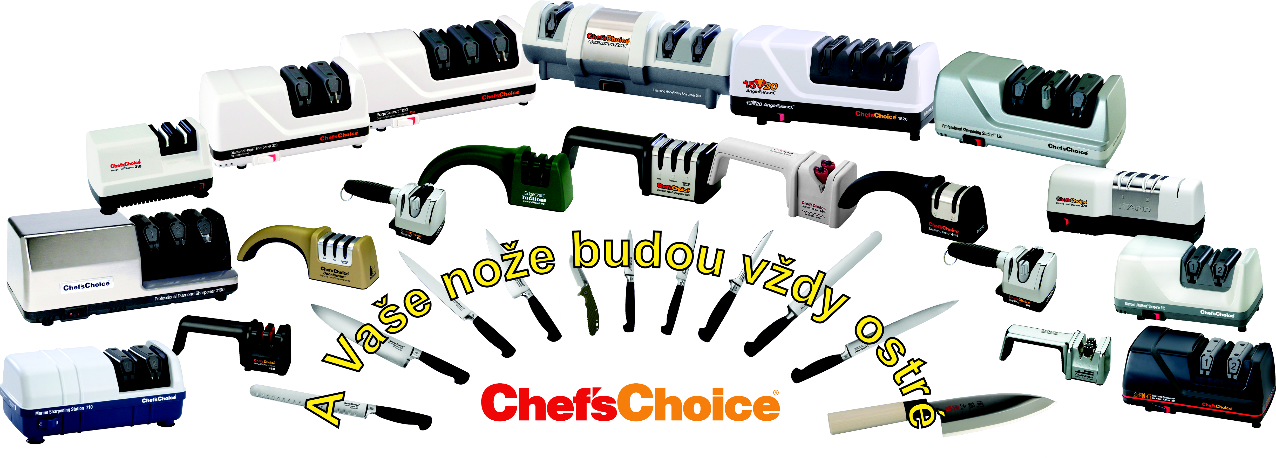 Elektrické a manuálni brusky na nože Chef'sChoice